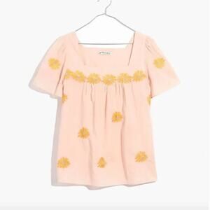 Madewell Floral Embroidered Butterfly Top in Bashful Blush